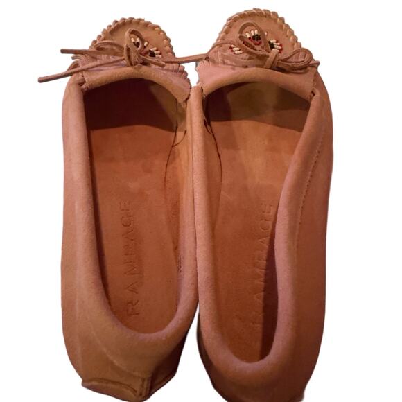 RARE VTG Rampage 90s Y2K Pink Suede Beaded Moccasins Boho Western Soft Girl 8.5 - Picture 5 of 5